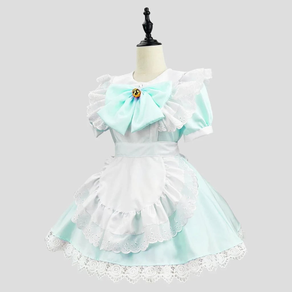 Annies-fashion – Elegant Gothic Maid Costume Set with Ruffled Dress & Apron for Halloween