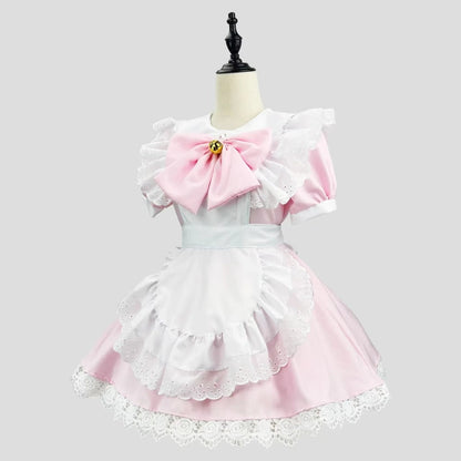 Annies-fashion – Elegant Gothic Maid Costume Set with Ruffled Dress & Apron for Halloween
