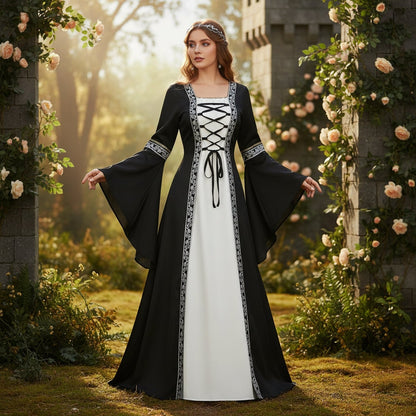 Annies-fashion – Elegant Medieval Dress Costume for Women with Lace-Up Design | Perfect for Halloween and Themed Events