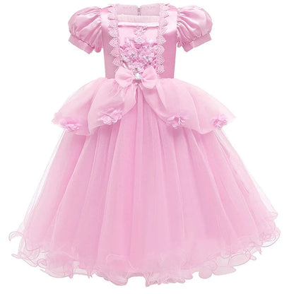 Annies-fashion – Enchanting Princess Dress | Girls' Lace Party Gown with Puff Sleeves | Perfect for Halloween and Special Events