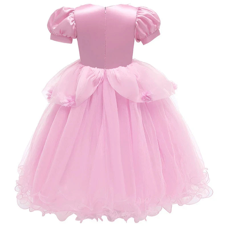 Annies-fashion – Enchanting Princess Dress | Girls' Lace Party Gown with Puff Sleeves | Perfect for Halloween and Special Events