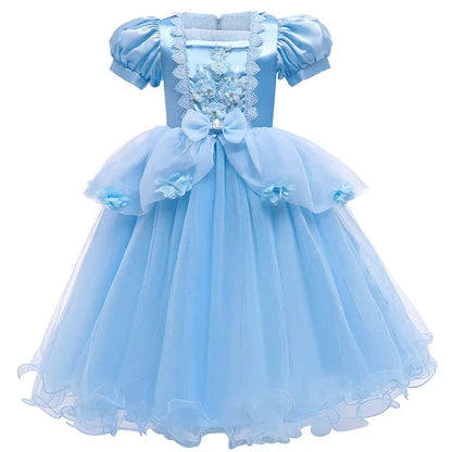 Annies-fashion – Enchanting Princess Dress | Girls' Lace Party Gown with Puff Sleeves | Perfect for Halloween and Special Events