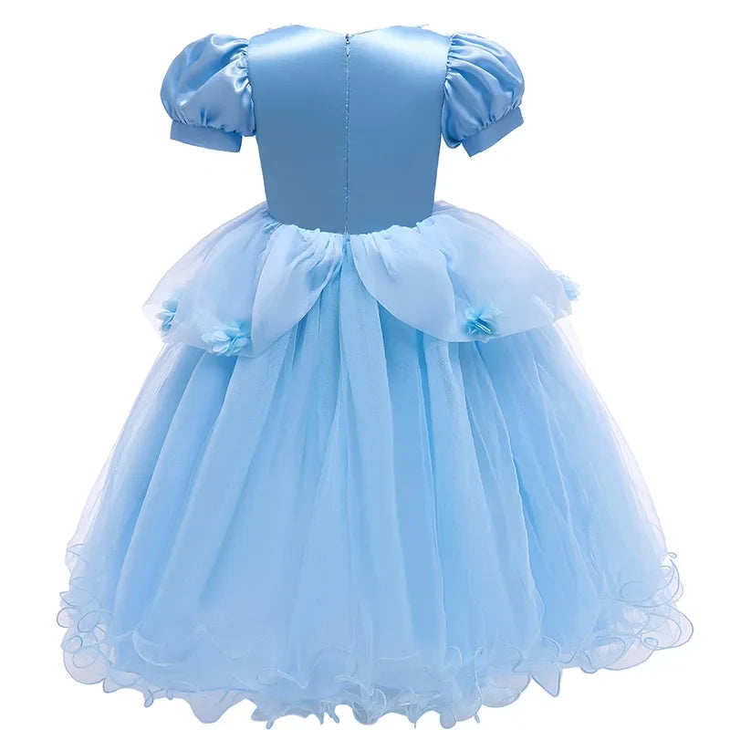 Annies-fashion – Enchanting Princess Dress | Girls' Lace Party Gown with Puff Sleeves | Perfect for Halloween and Special Events