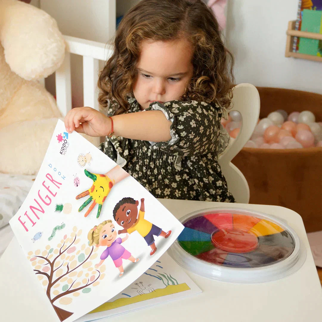 Annie’s Fashion Montessori Finger Painting Book – 12 Washable Colors for Toddlers – Educational Sensory Art Toy