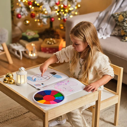 Annie’s Fashion Montessori Finger Painting Book – 12 Washable Colors for Toddlers – Educational Sensory Art Toy