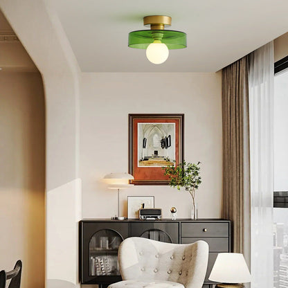 Minimalist Ceiling Light | French Bauhaus Design with Brass Accents