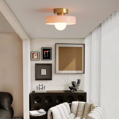 Minimalist Ceiling Light | French Bauhaus Design with Brass Accents
