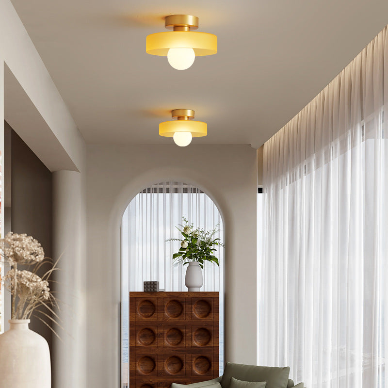 Minimalist Ceiling Light | French Bauhaus Design with Brass Accents