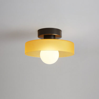 Minimalist Ceiling Light | French Bauhaus Design with Brass Accents