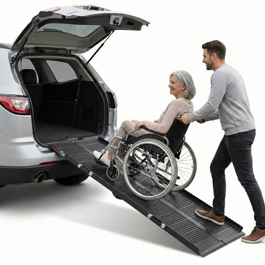 Annie’s Fashion Folding Wheelchair Ramp Aluminum Portable - 600 Lbs Non-Slip Mobility Ramp