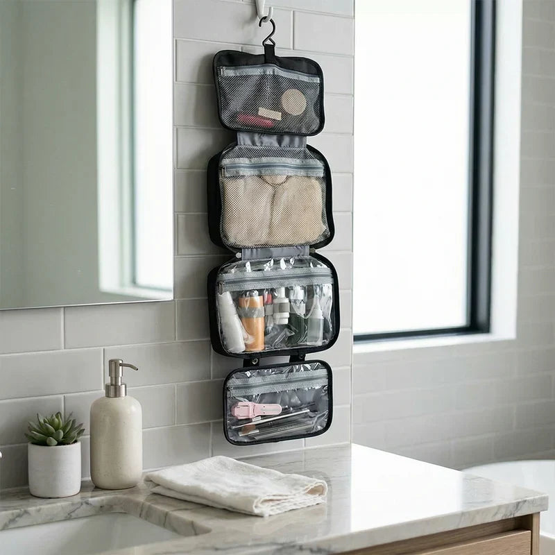 Hanging Toiletry Organizer with Multi-Compartment Design