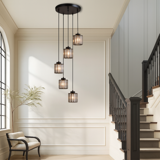 Crystal Stair Pendant Light | 5-Tier Glass Cascade Design