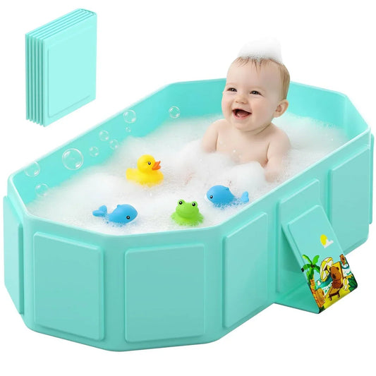 Baby Bathtub Collapsible Inflatable Edge Built-In Drain