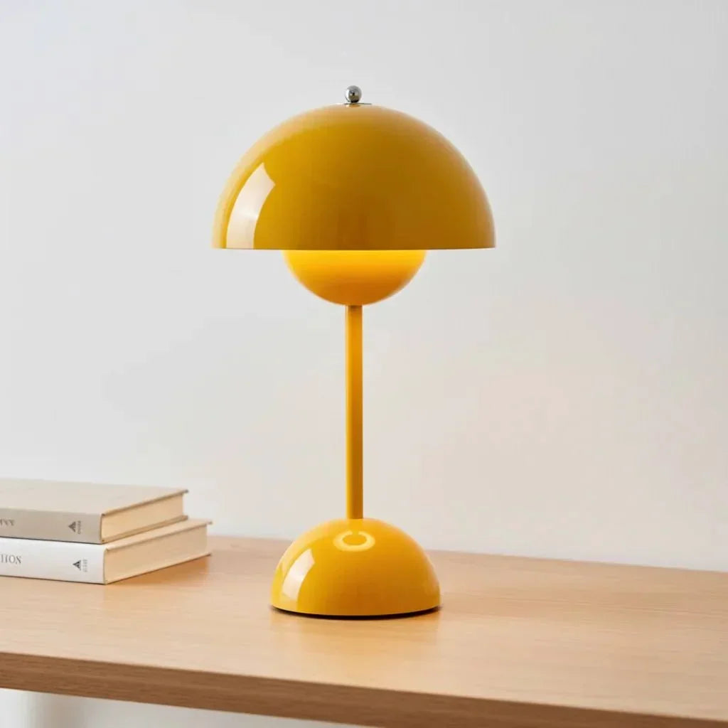 Bedside Table Lamp Dimmable Cable-Free Gold-Plated Base