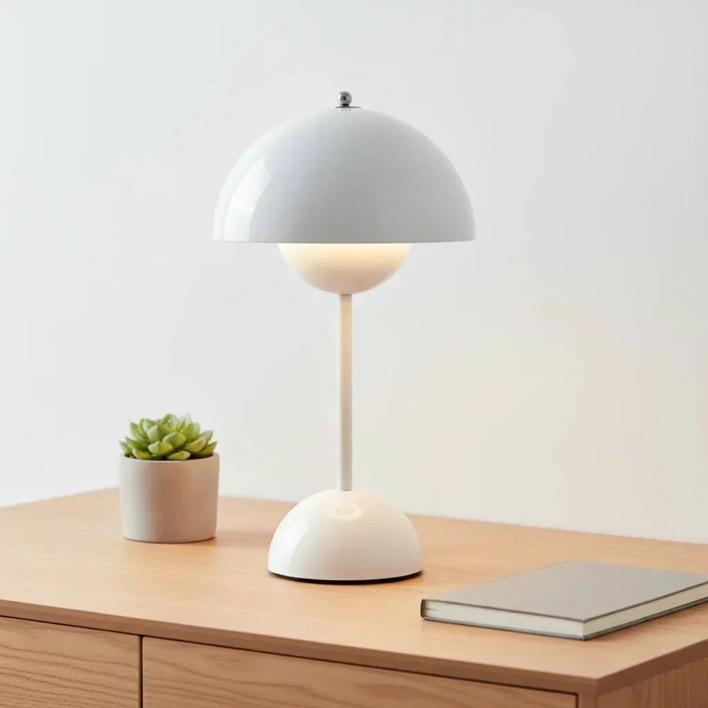 Bedside Table Lamp Dimmable Cable-Free Gold-Plated Base