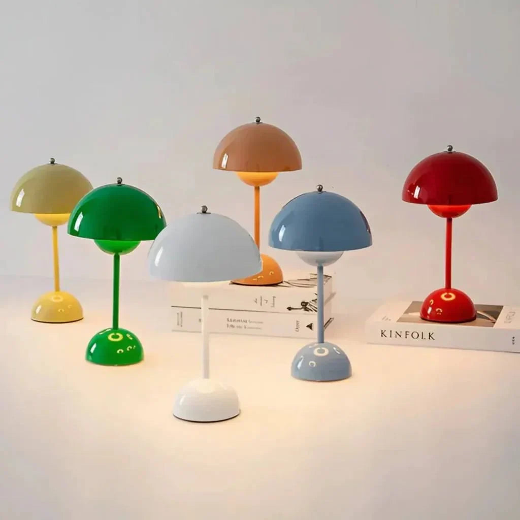 Bedside Table Lamp Dimmable Cable-Free Gold-Plated Base