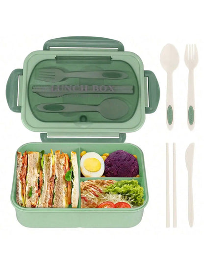 Bento Box 4 Sealed Compartments With Cutlery