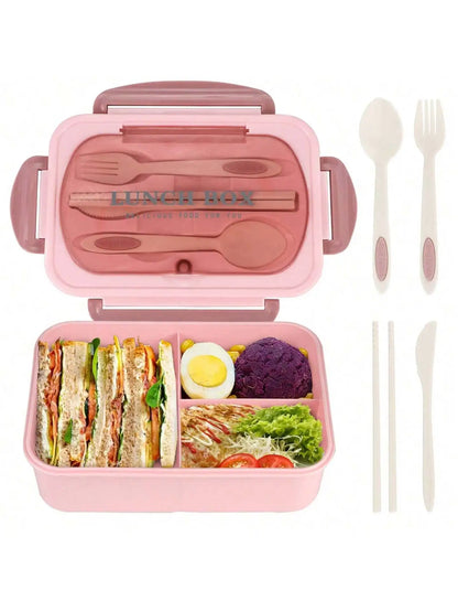 Bento Box 4 Sealed Compartments With Cutlery