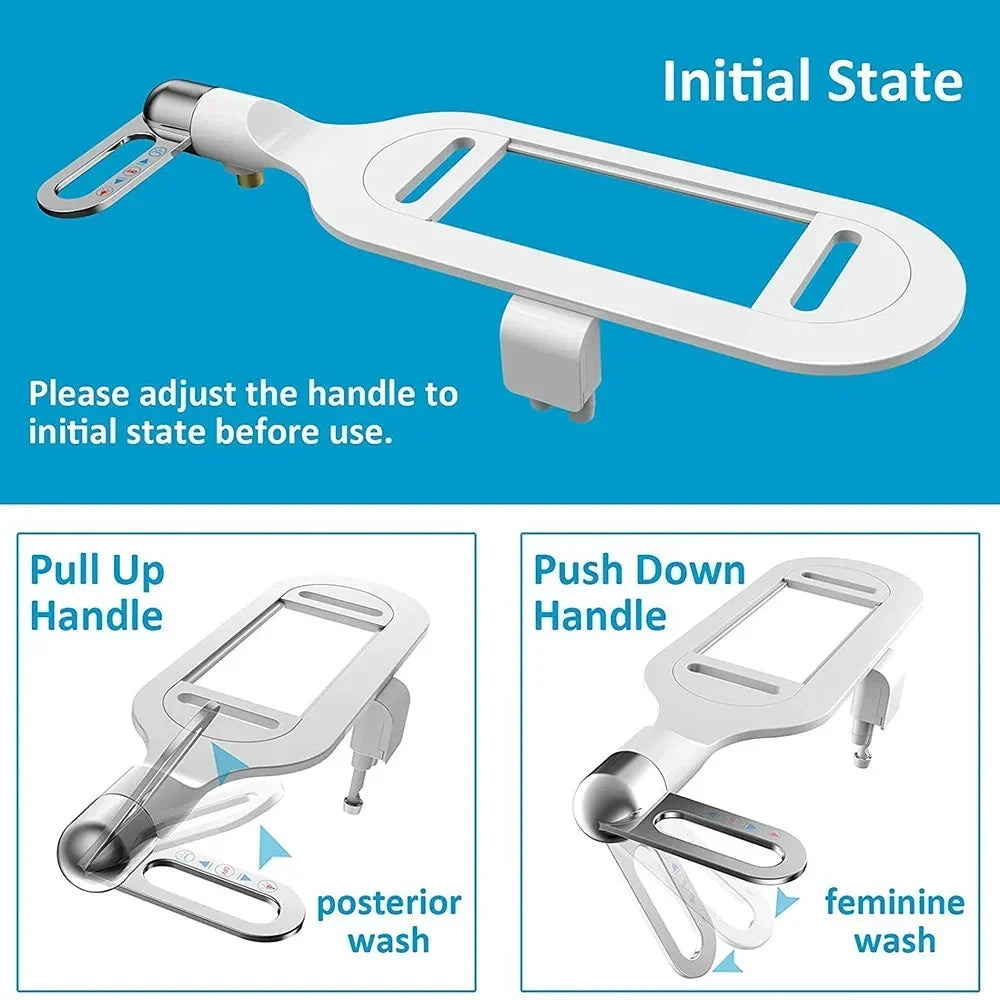 Bidet Attachment Dual Nozzle Adjustable Water Pressure Ultra-Thin Profile