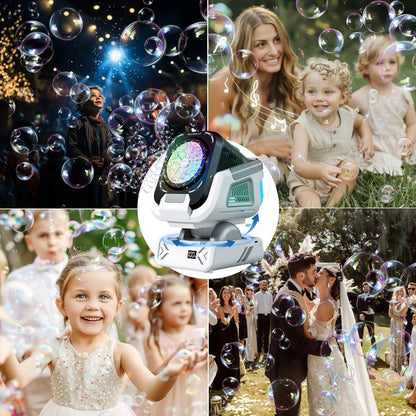 Bubble Machine Auto-Rotating USB Rechargeable RGB Lights