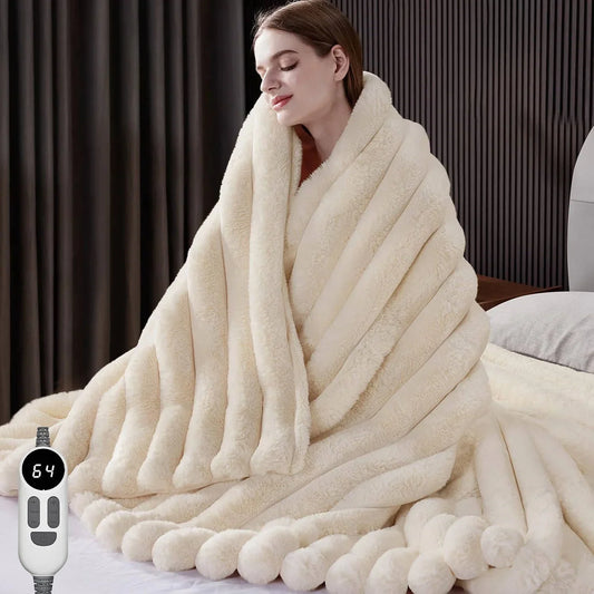Heated Throw Blanket Faux Fur 12 Heat Settings