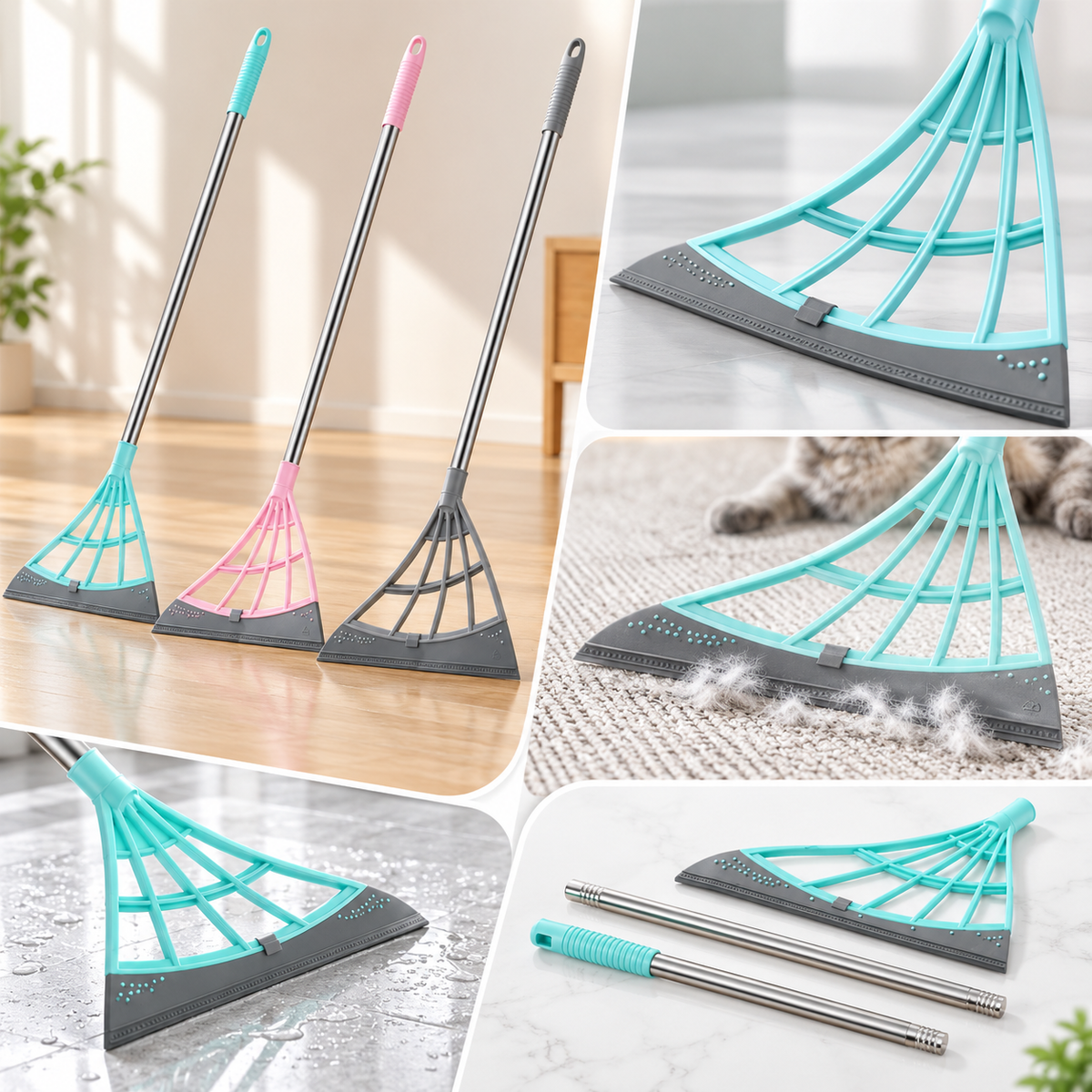Multi Functional Floor Broom Hard Surface Cleaning Tool