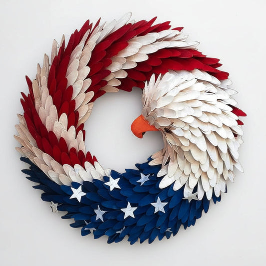 Annies-fashion – Rustic Eagle Wreath | Handcrafted Patriotic Decor with Weather-Resistant Design | Unique Tribute for Veterans