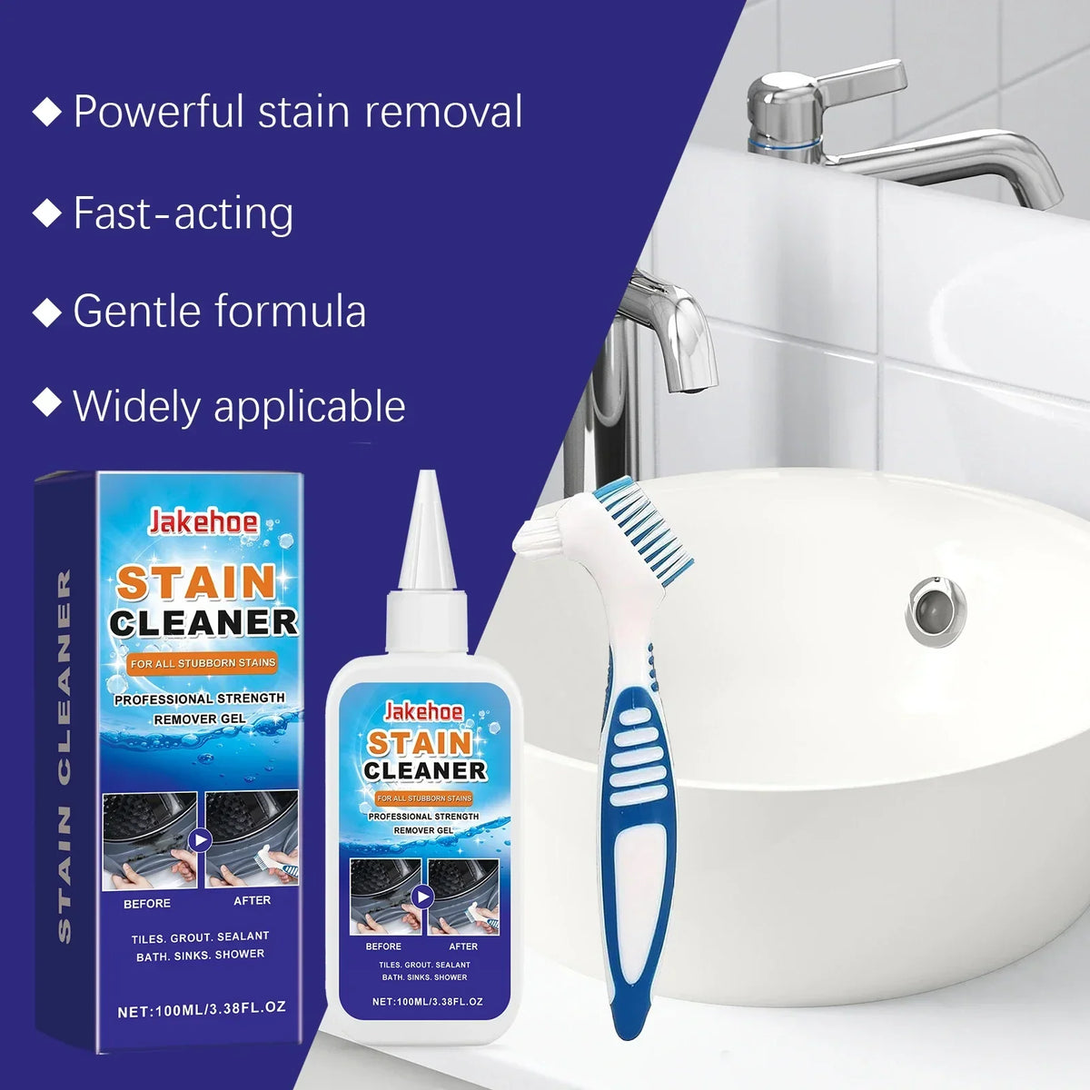 Professional Stain Remover Gel | Deep Cleaning Formula With Brush