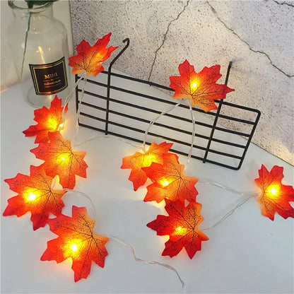 Maple Leaf LED String Lights, Fall Halloween Thanksgiving Garland