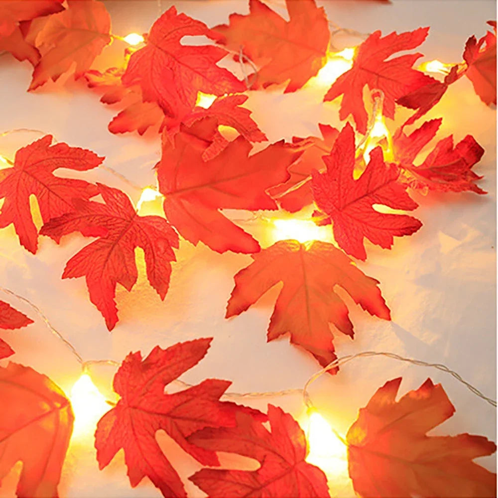 Maple Leaf LED String Lights, Fall Halloween Thanksgiving Garland