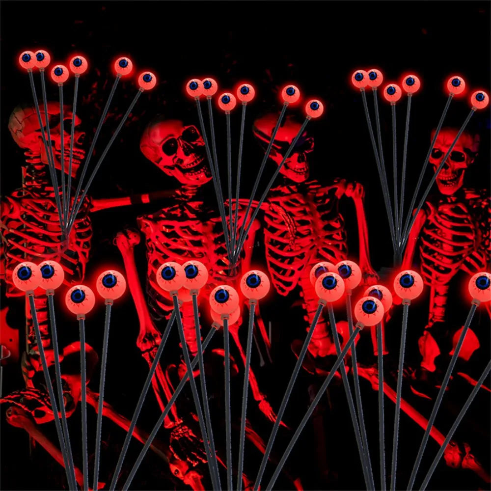 Halloween Solar Eyeball Stake Lights, 6 LED Spooky Ghost Eyes