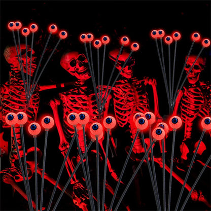 Halloween Solar Eyeball Stake Lights, 6 LED Spooky Ghost Eyes
