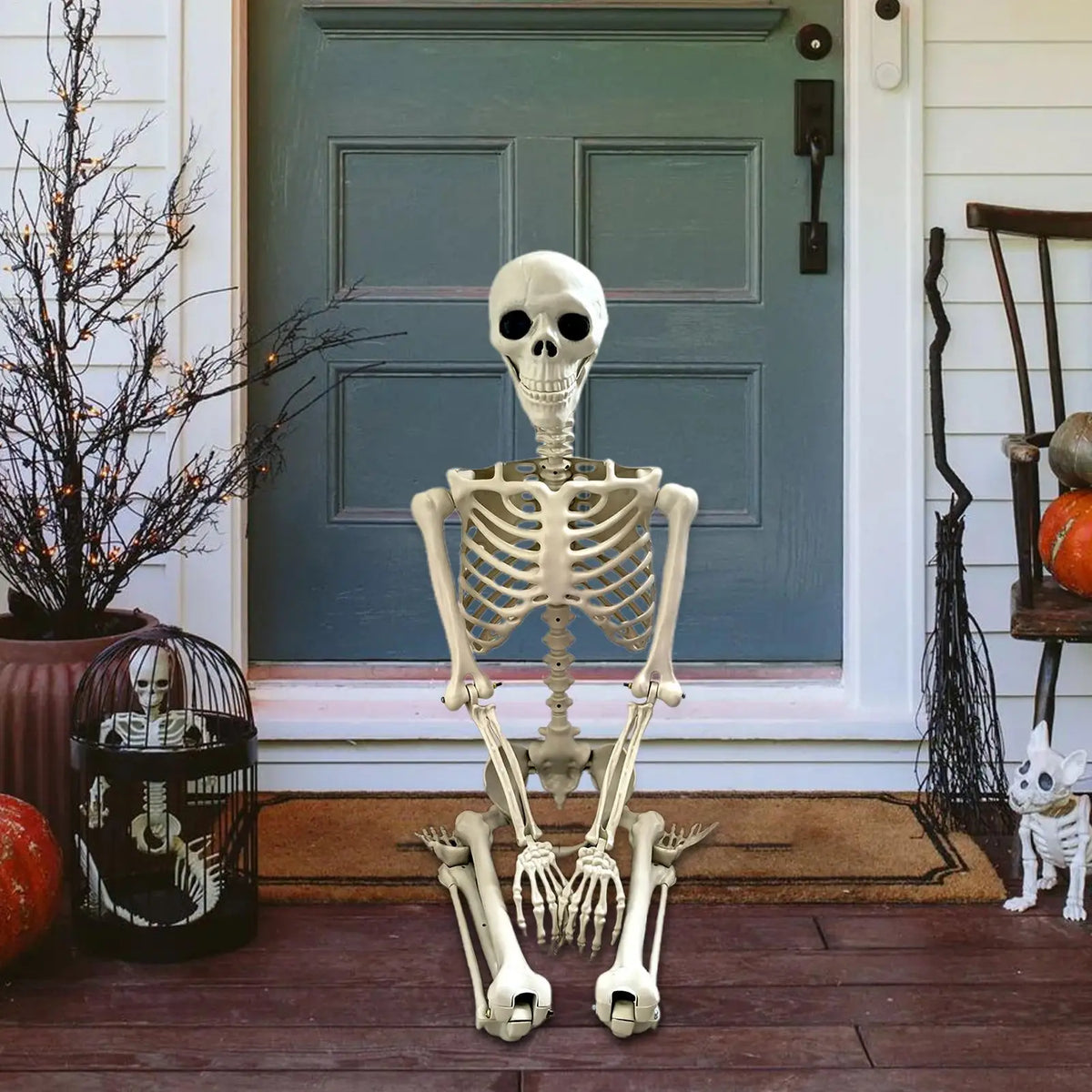 35 Inch Posable Halloween Skeleton with Movable Joints