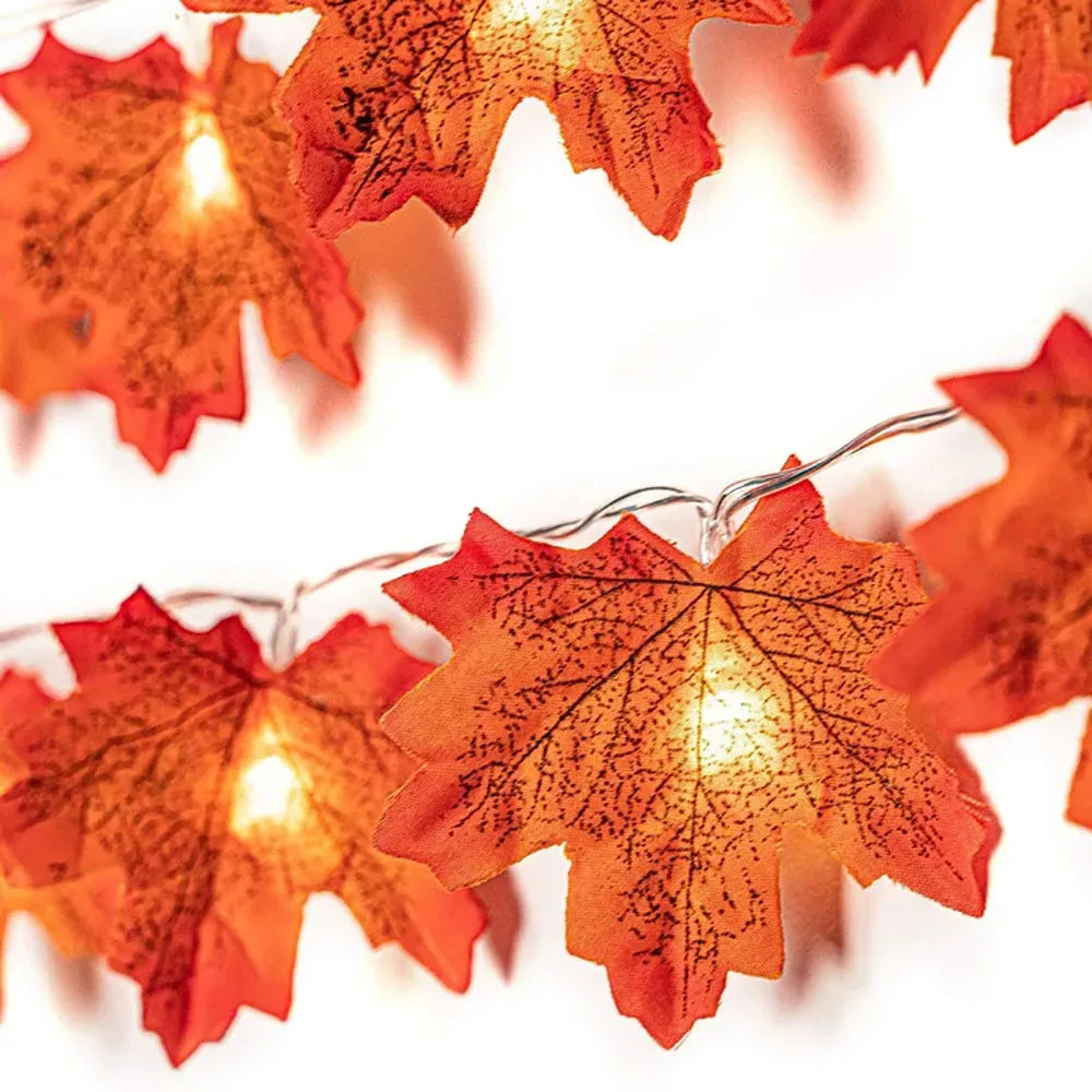 Maple Leaf LED String Lights, Fall Halloween Thanksgiving Garland