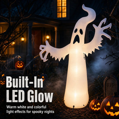 Large Inflatable Standing Ghost Halloween Yard Decoration, White
