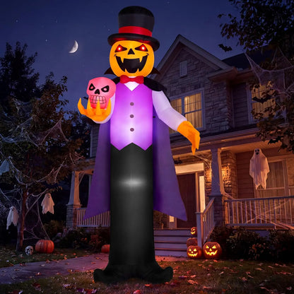 12 ft Halloween Inflatable Pumpkin Vampire with LED Glowing Eyes