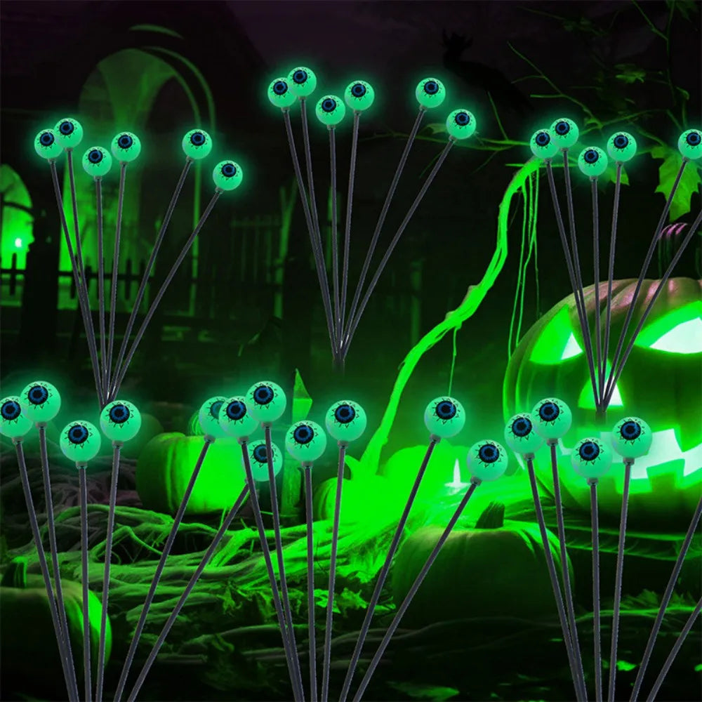 Halloween Solar Eyeball Stake Lights, 6 LED Spooky Ghost Eyes