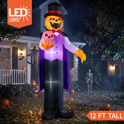 12 ft Halloween Inflatable Pumpkin Vampire with LED Glowing Eyes