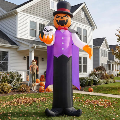 12 ft Halloween Inflatable Pumpkin Vampire with LED Glowing Eyes