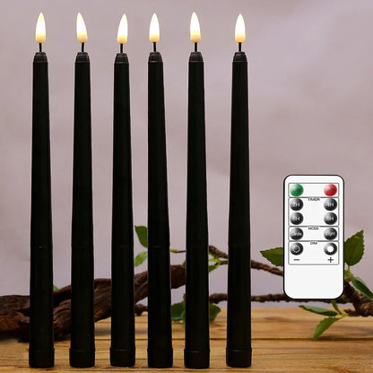LED Taper Candles | Remote Control Black Set With Timer