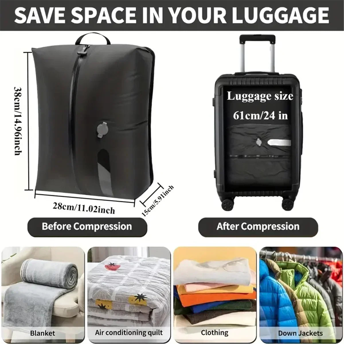 Travel Compression Storage Bags | TPU Waterproof Space Saver