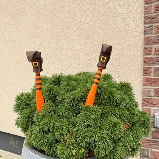 1 Pair of Witch Leg Plant Garden Decoration, DIY Gothic Flowerpot Fence Card, Cake Card, Used for Potted Plants, Courtyard Lawn