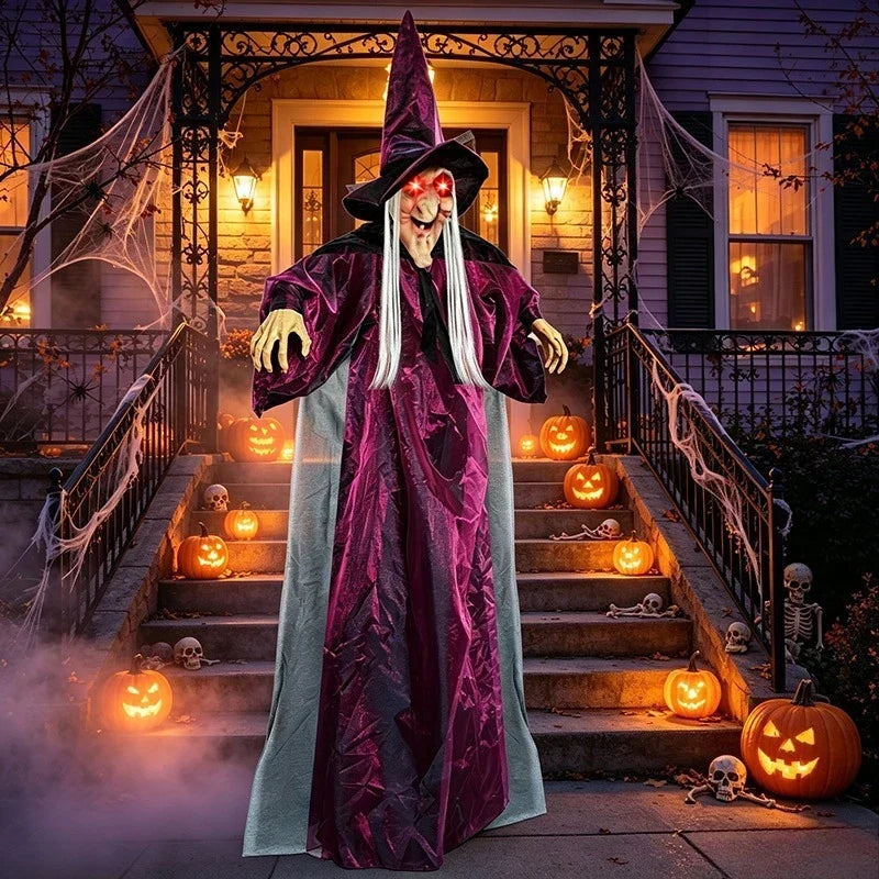 71 Inch Talking Witch Halloween Prop with Glowing Red Eyes