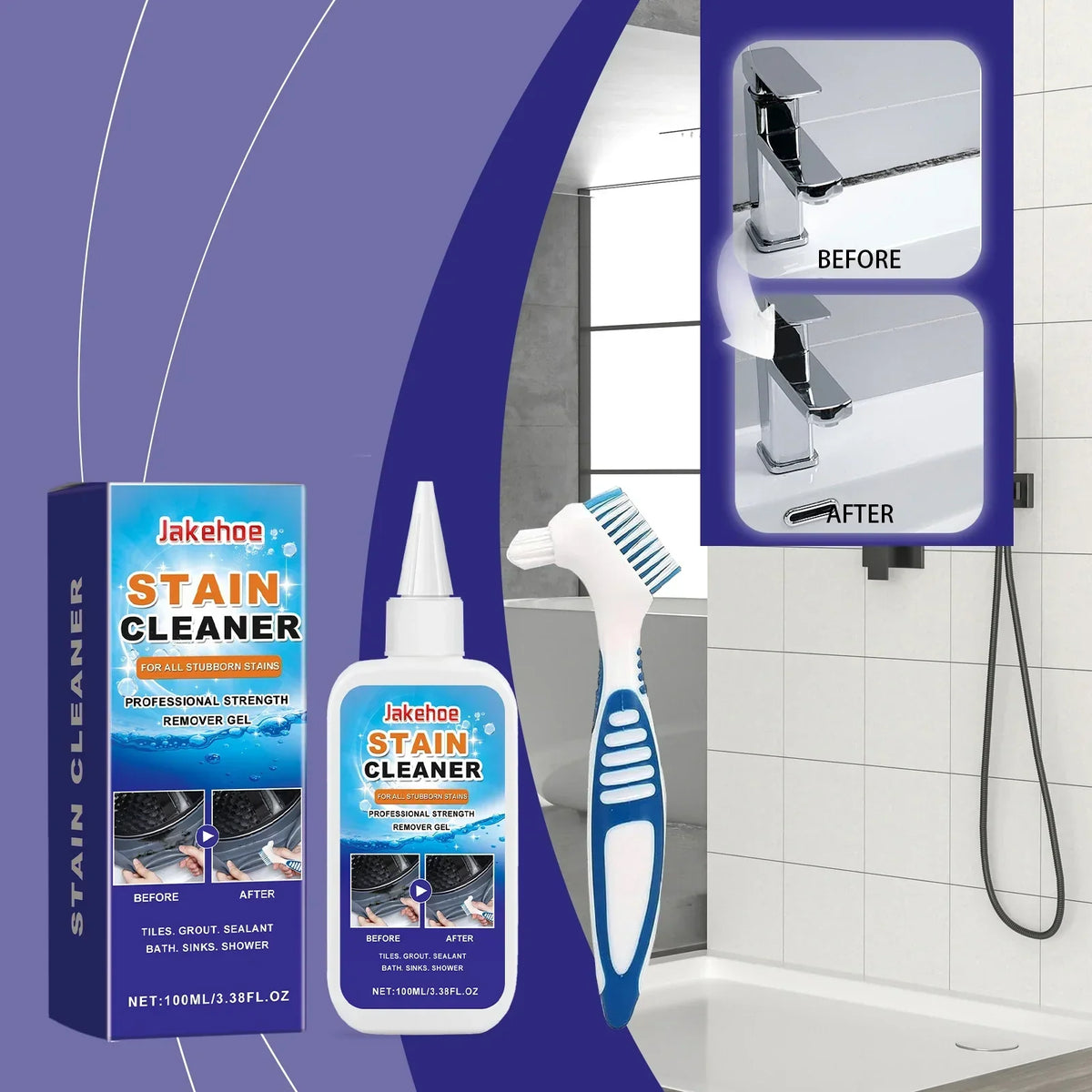 Professional Stain Remover Gel | Deep Cleaning Formula With Brush