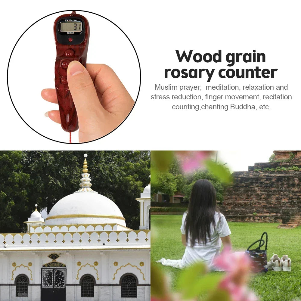 Digital Prayer Counter | Wood Grain Design with Tassel
