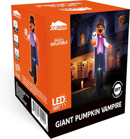 12 ft Halloween Inflatable Pumpkin Vampire with LED Glowing Eyes
