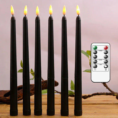 LED Taper Candles | Remote Control Black Set With Timer