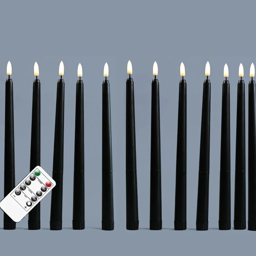 LED Taper Candles | Remote Control Black Set With Timer