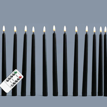 LED Taper Candles | Remote Control Black Set With Timer