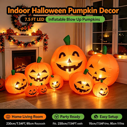 7.5 ft Halloween Inflatable Pumpkin Stack with 7 Pumpkins and LEDs